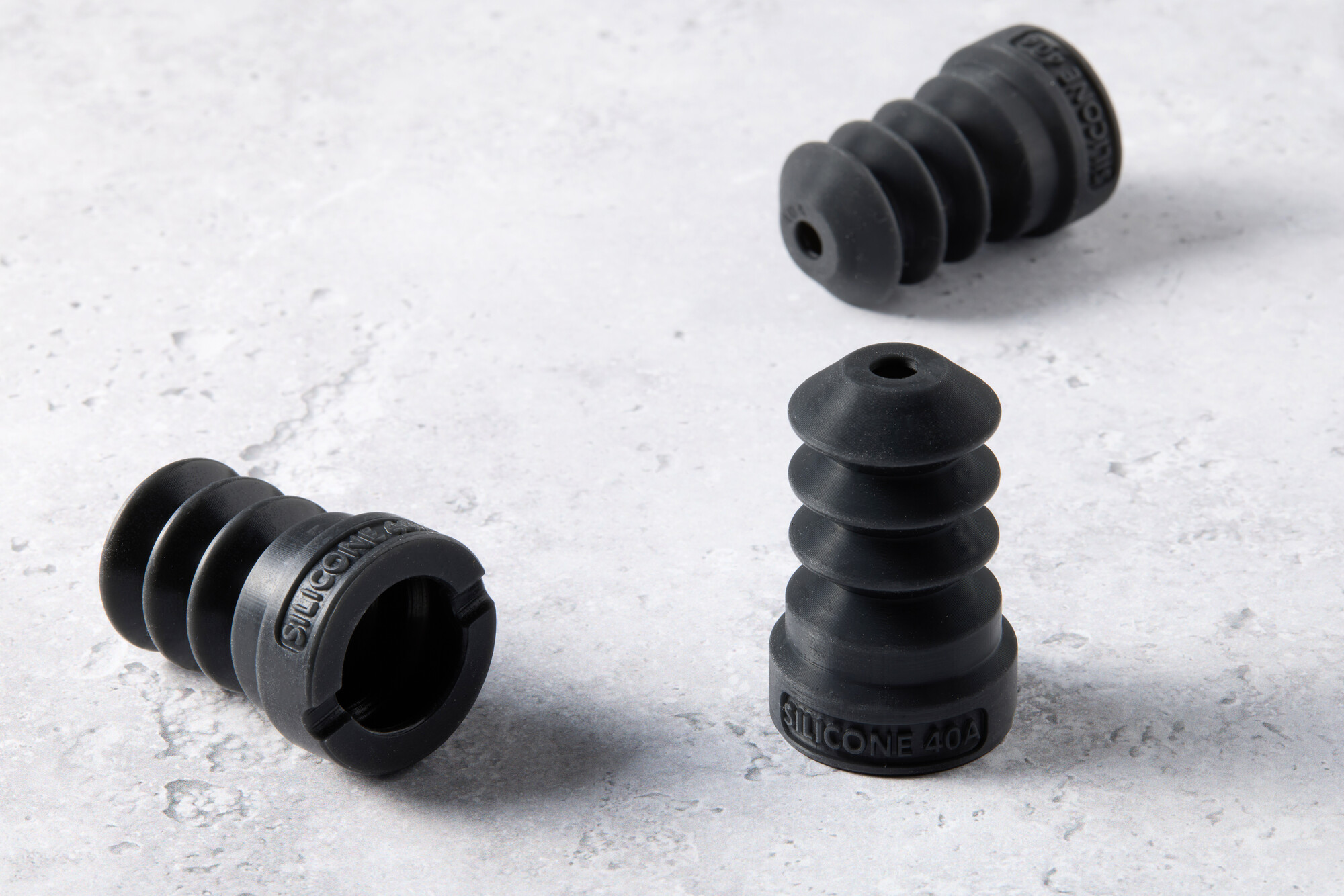 Przykładowe części wydrukowane z Silicone 40A Resin